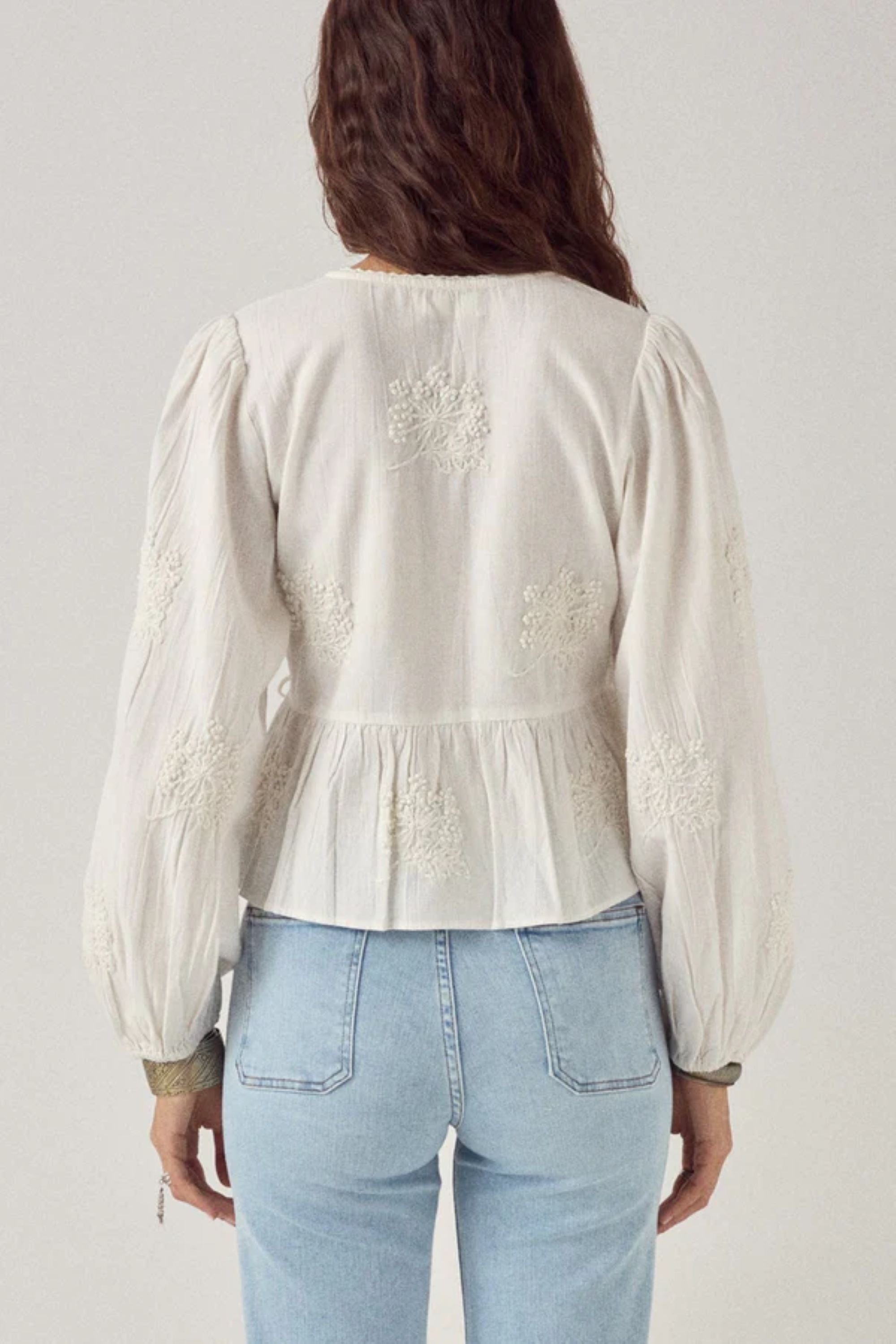 White Wrap Embroidered Salma Blouse