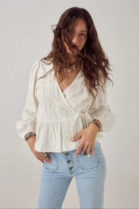 White Wrap Embroidered Salma Blouse