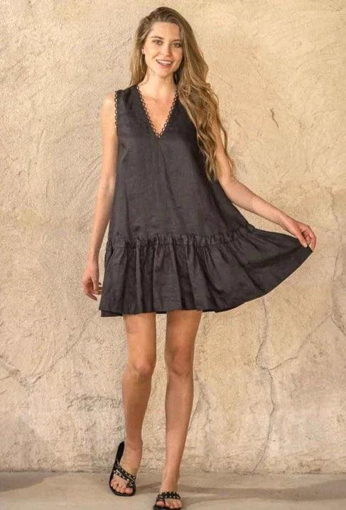 Scarlett Poppies - In The Loops Dress Sleeveless Linin Short Dress in Onyx Black - OutDazl