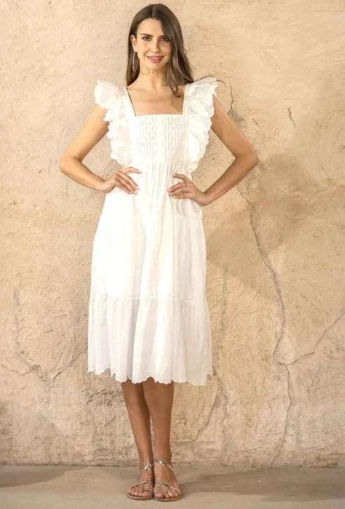 Scarlett Poppies - Silvia Dress in Crispy White - OutDazl