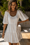 Seven Wonders - Brinley Babydoll mini dress in White - OutDazl