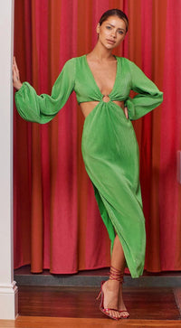 Seven Wonders - Freja Cut-Out Midi Dress in Green - OutDazl
