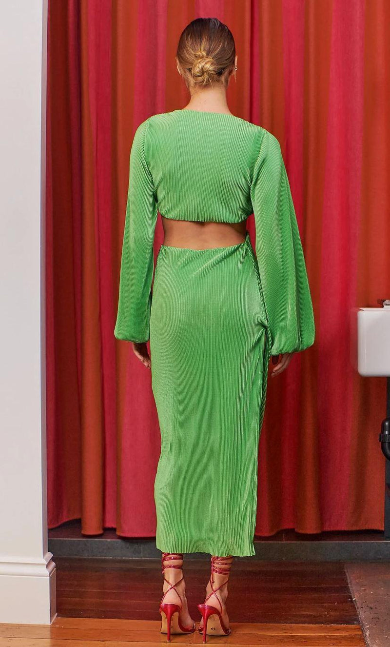 Seven Wonders - Freja Cut-Out Midi Dress in Green - OutDazl