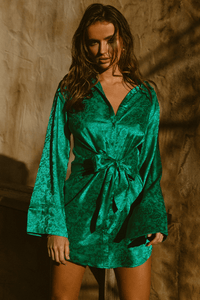 Seven Wonders - Juliet Mini Shirt Dress in Emerald - OutDazl