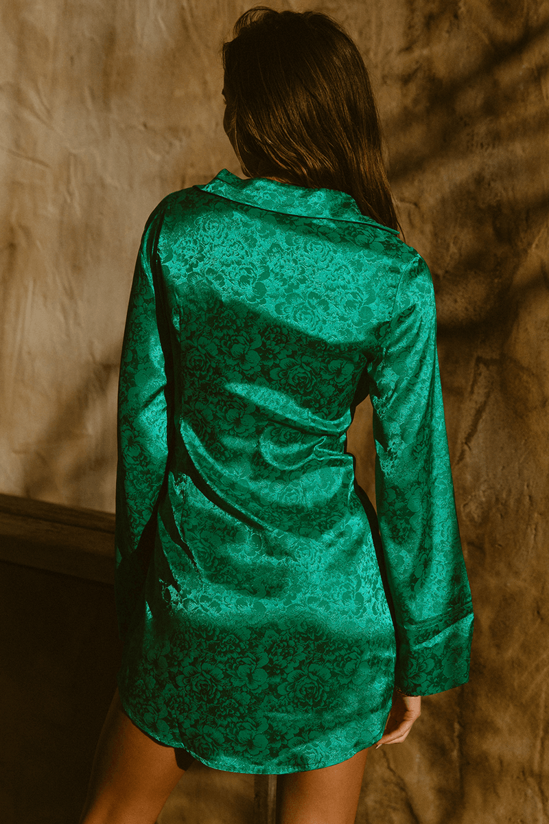 Seven Wonders - Juliet Mini Shirt Dress in Emerald - OutDazl