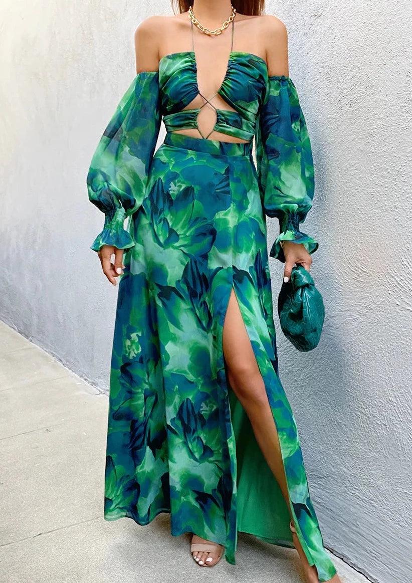 Seven Wonders - Karma Maxi Dress in Green Floral - OutDazl