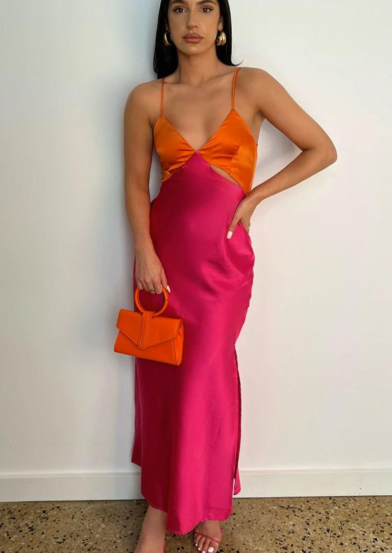 Seven Wonders - Nico Slip Dress in Orange and Fuchsia - OutDazl