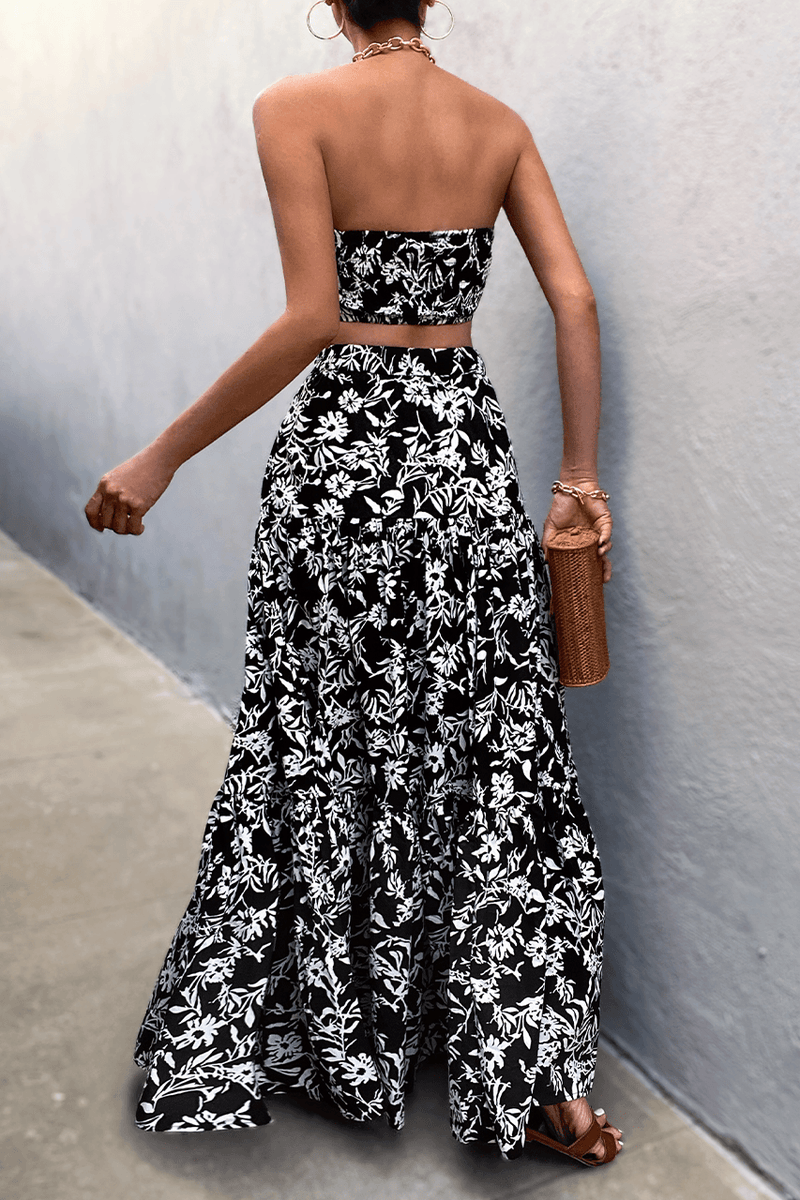 Seven Wonders - Top and Skirt Co-ord Ayla in Black Floral - OutDazl