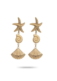 Star Shell Drop Earrings-OutDazl-OutDazl