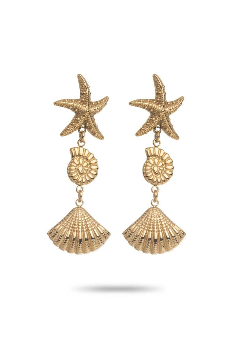 Star Shell Drop Earrings-OutDazl-OutDazl