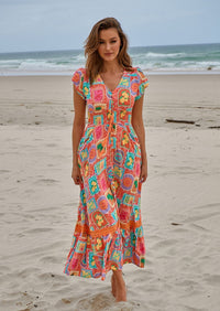 Sicily Print Romi Maxi Dress