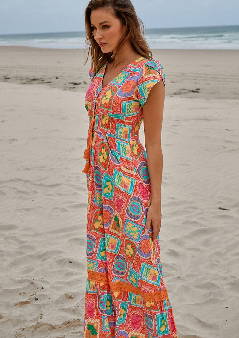 Sicily Print Romi Maxi Dress