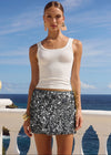 Idalia Sequin Mini Skirt in Silver