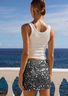 Idalia Sequin Mini Skirt in Silver