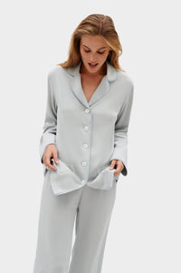 SLEEPER - Ash Grey feather-trimmed Party Pajama Set - OutDazl