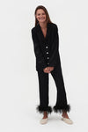 SLEEPER - Black feather-trimmed Party Pajama Set - OutDazl
