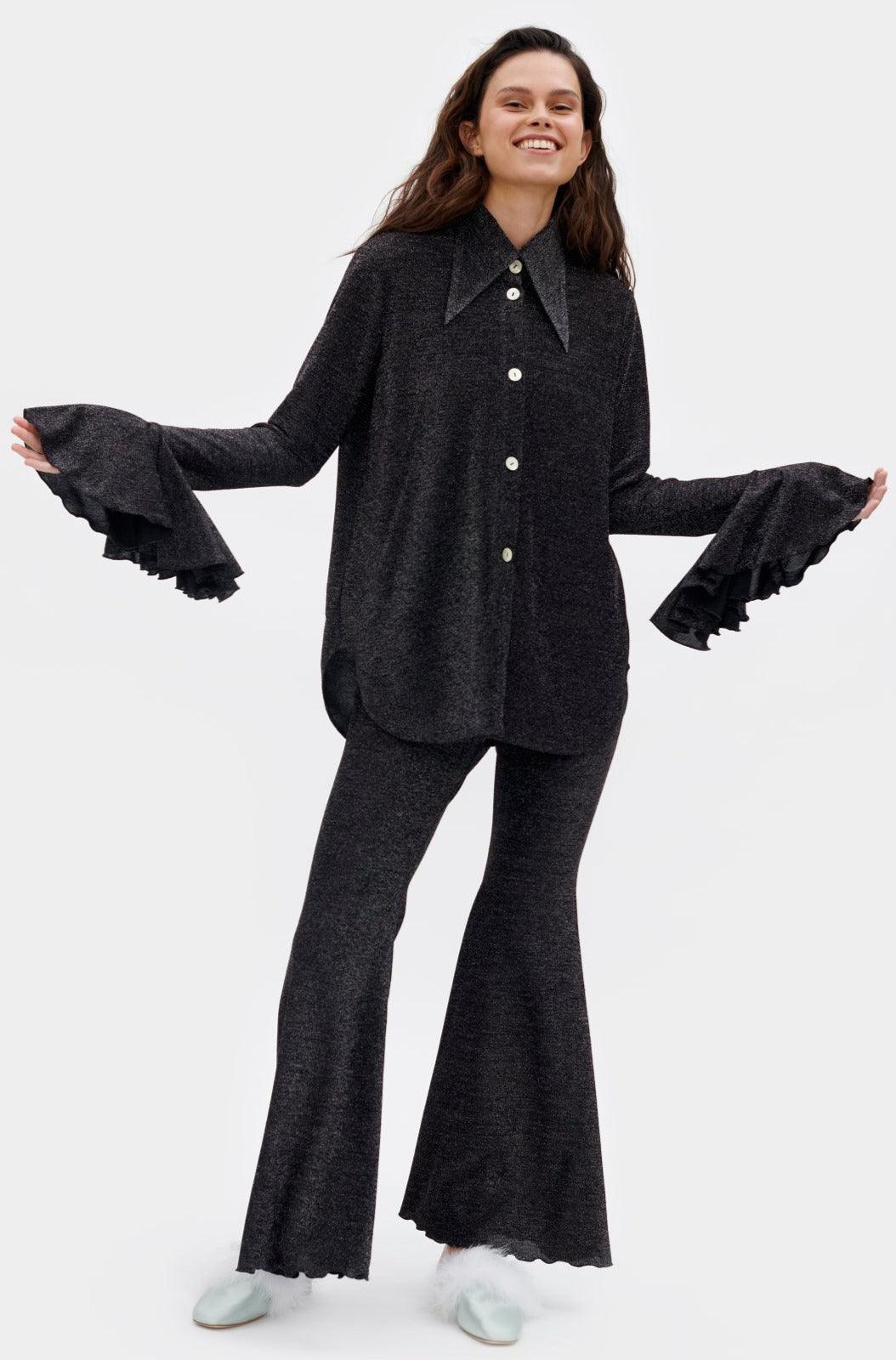 SLEEPER - Cosmos Lounge Suit with Pants in Black - OutDazl