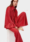 SLEEPER - Cosmos Lurex Lounge Set in Red - OutDazl