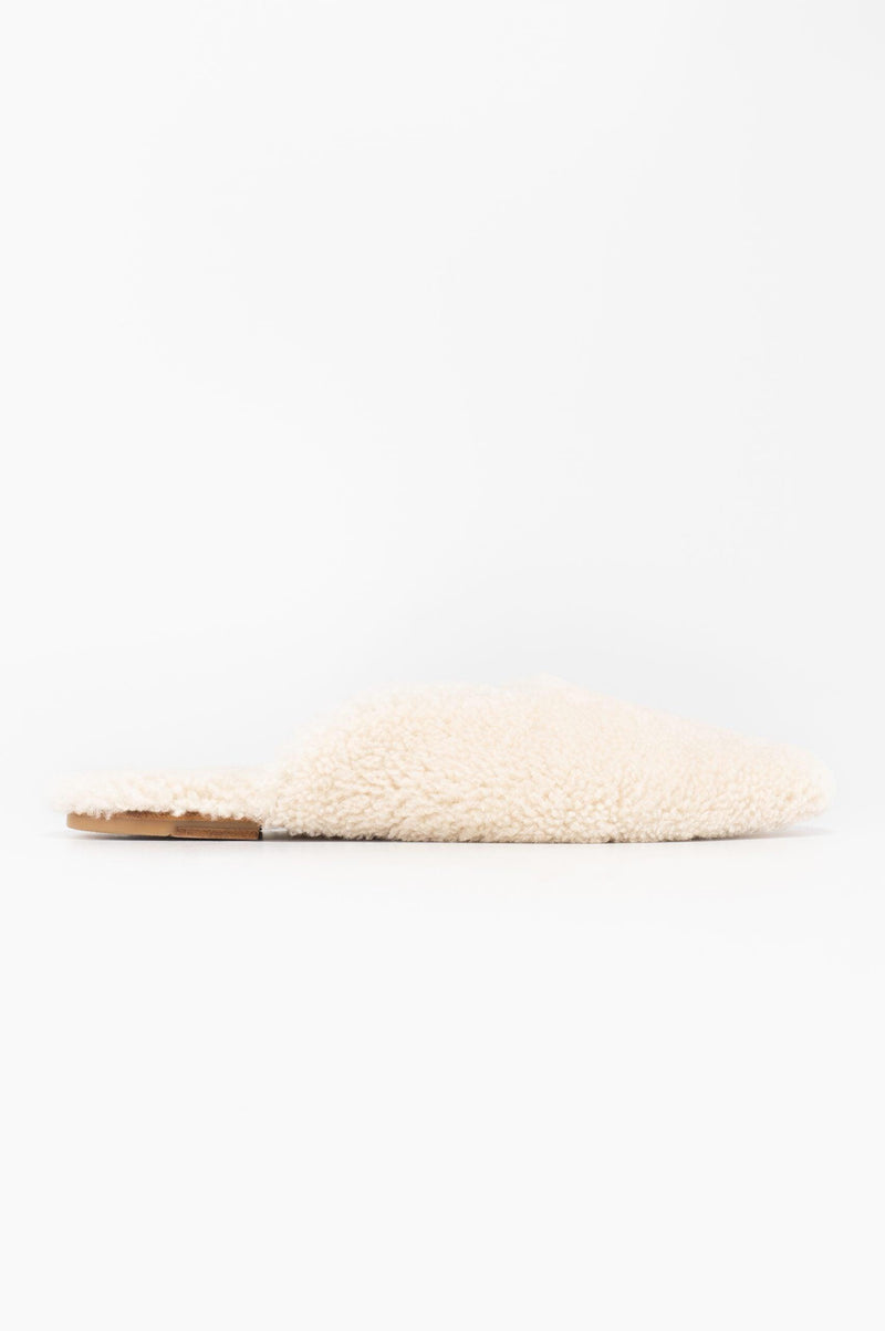 SLEEPER - Cream Shearling Slippers - OutDazl