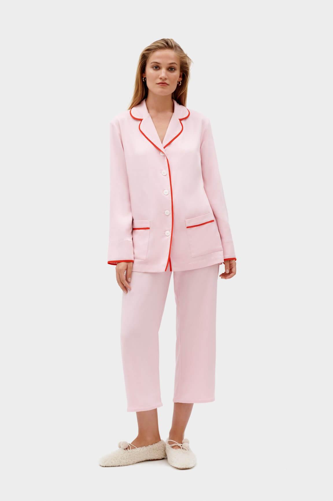 SLEEPER - Pink feather-trimmed Party Pajama Set - OutDazl
