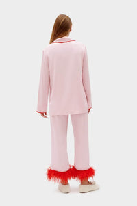 SLEEPER - Pink feather-trimmed Party Pajama Set - OutDazl