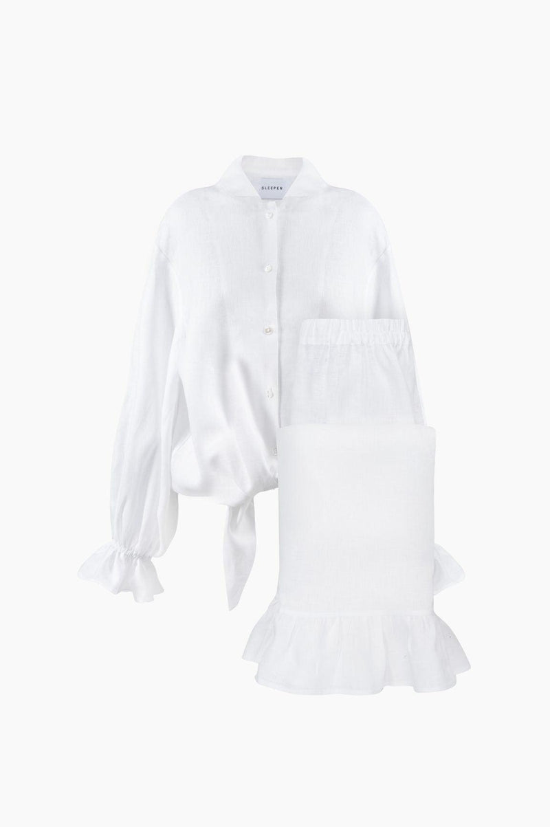 SLEEPER - Rumba Linen Lounge Suit in White - OutDazl