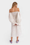 SLEEPER - Sleeper Atlanta shirred linen midi dress in Daisies - OutDazl