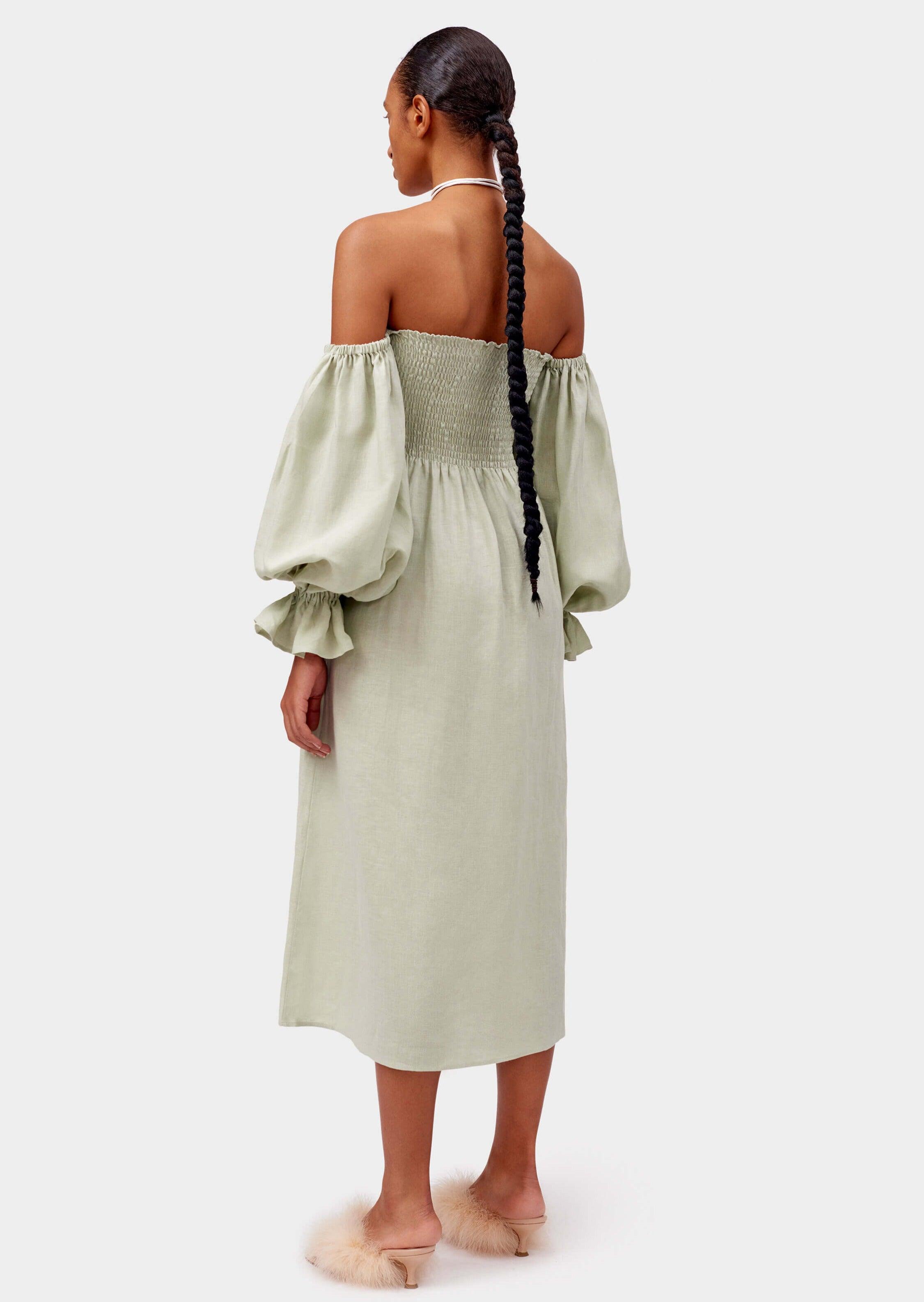 Atlanta Linen Dress in Light green