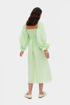 SLEEPER - Sleeper Atlanta shirred linen midi dress in Mint - OutDazl