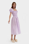 SLEEPER - Sleeper Belle linen midi dress in Lavender - OutDazl