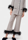 SLEEPER - Sleeper Black checked feather-trimmed Party Pajama Set - OutDazl