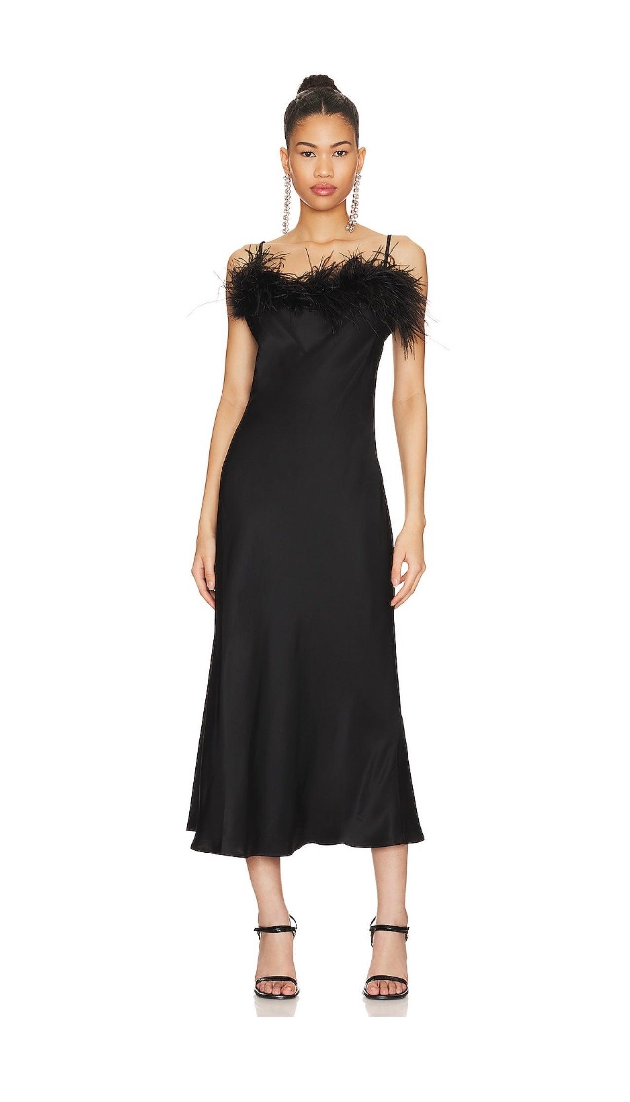 Milly black discount feather dress