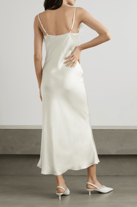 SLEEPER - Sleeper Boheme Slip Dress With Feathers in White - OutDazl