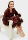 SLEEPER - Sleeper Brown feather-trimmed Party Pajama Set - OutDazl