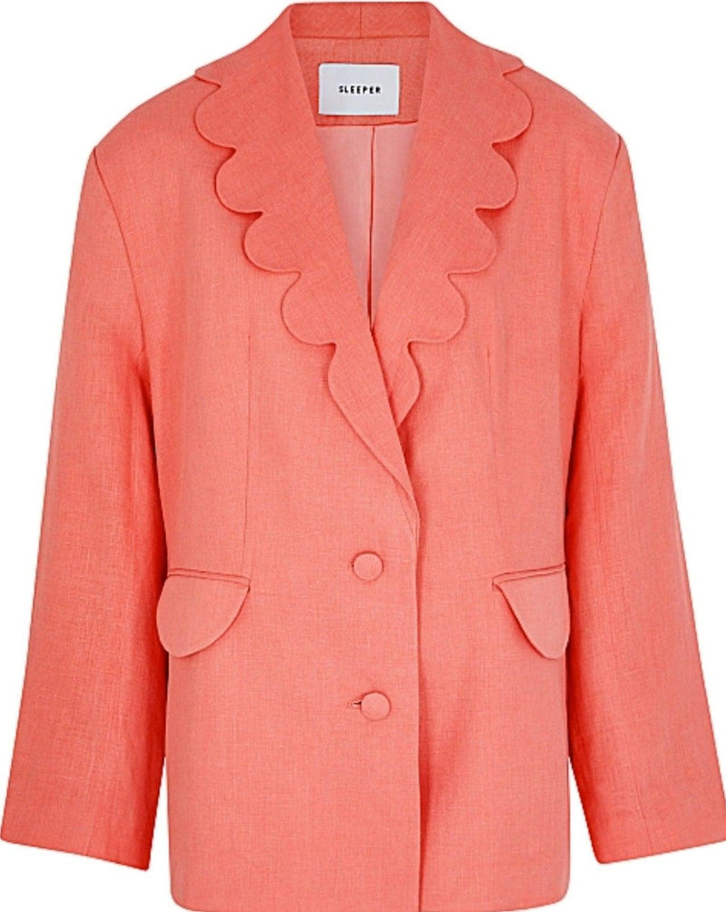 SLEEPER - Sleeper Dynasty Linen Blazer Jacket in Coral - OutDazl