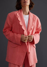 SLEEPER - Sleeper Dynasty Linen Blazer Jacket in Coral - OutDazl