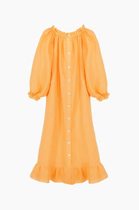 SLEEPER - Sleeper Loungewear Linen Midi Dress in Coral - OutDazl