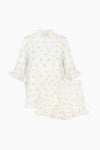 SLEEPER - Sleeper Ruffled Linen Lounge Suit in Daisies - OutDazl