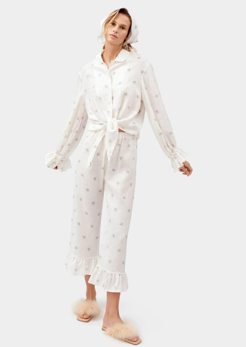 SLEEPER - Sleeper Rumba Linen Lounge Suit in Bouquets - OutDazl