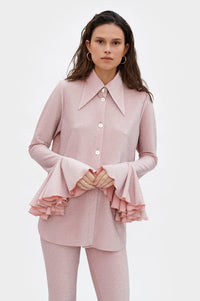 SLEEPER - Venera Lounge Suit with Pants in Pink - OutDazl