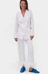 SLEEPER - White feather-trimmed Party Pajama Set - OutDazl