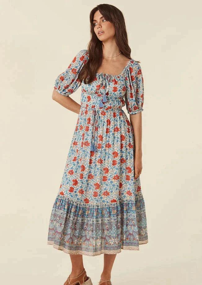 SPELL - Cha Cha Village Soiree Dress in Sky - OutDazl