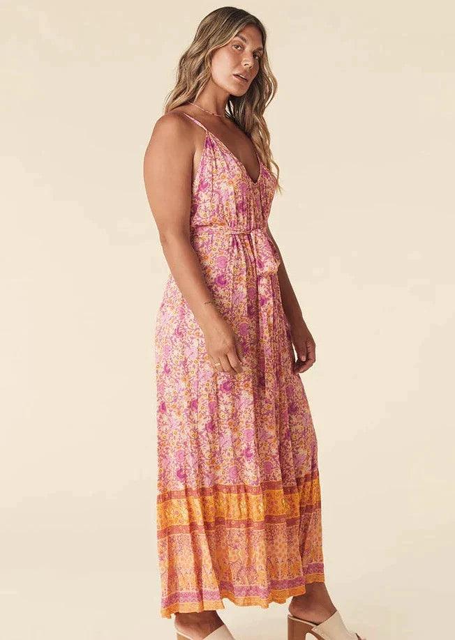 SPELL - Cha Cha Village Strappy Maxi Dress in Sunrise - OutDazl