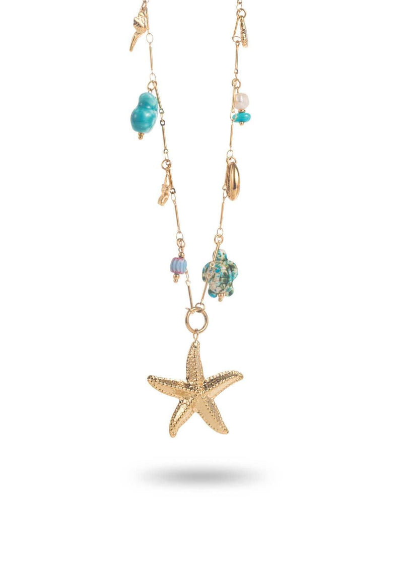Long Multi Charm Star Chain Necklace-OutDazl-OutDazl
