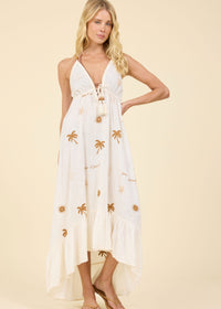 White Embroidered Sun and Sand Maxi Dress-Surf Gypsy-OutDazl