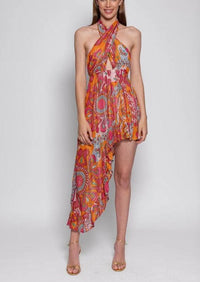 Sundress - Amina Asymmetric Dress in Havana Print - OutDazl