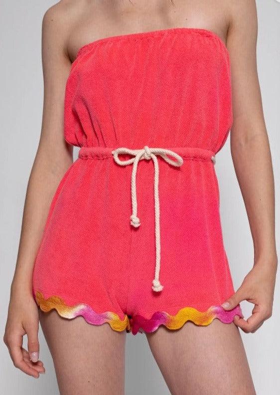 Sundress - Anoukshka Terry Playsuit in Fuchsia - OutDazl