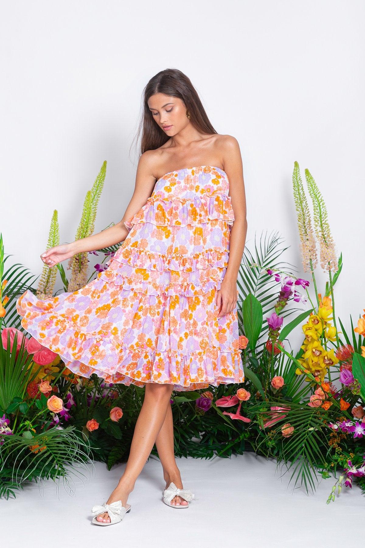 Berenice Layered Dress /Skirt in Floral print (2 in 1)