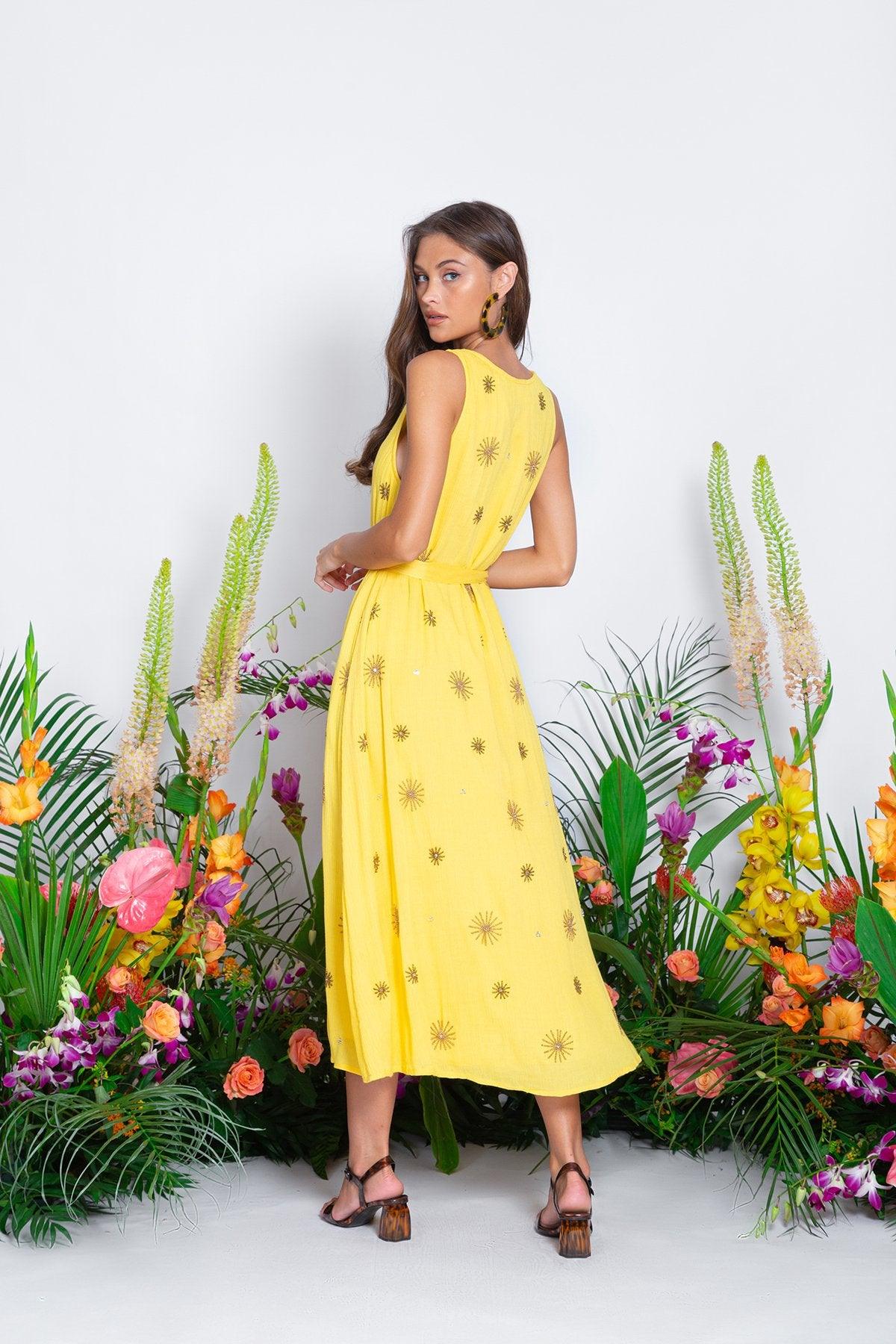 Sundress - Bonheur Maxi Dress in Golden Sun - OutDazl