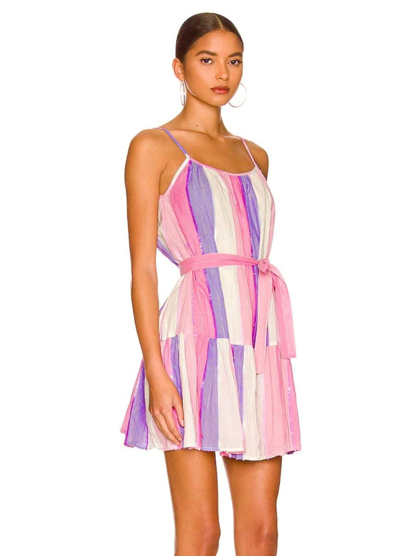 Sundress - Clea Mini Dress in Stripes and Sequins - OutDazl